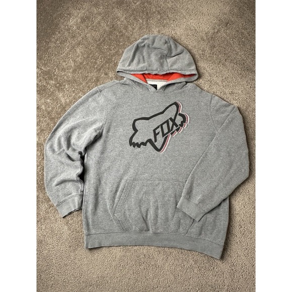 Mens Hoodie Fox Racing Gray Pullover Sweatshirt Kangaroo Moto BMX, Size XL - Picture 1 of 8